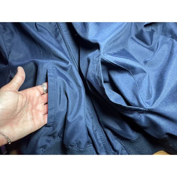 Large Ralph Lauren Navy Track Jacket Full Zip Striped Sleeve Retro - Picture 5 of 6